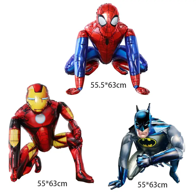 Nouveau 3D debout assemblage Spiderman chauve-souris feuille d'aluminium ballon dessin animé pour enfants jouet pour joyeux anniversaire fête décoration