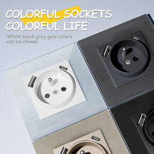 French Standard DIY Function <strong>Switch</strong> Wall Sockets with Light USB <strong>Type</strong>-C <strong>Type</strong> a Outlet Phone Charging <strong>Network</strong> Made <strong>of</strong> Copper - Product Image 2