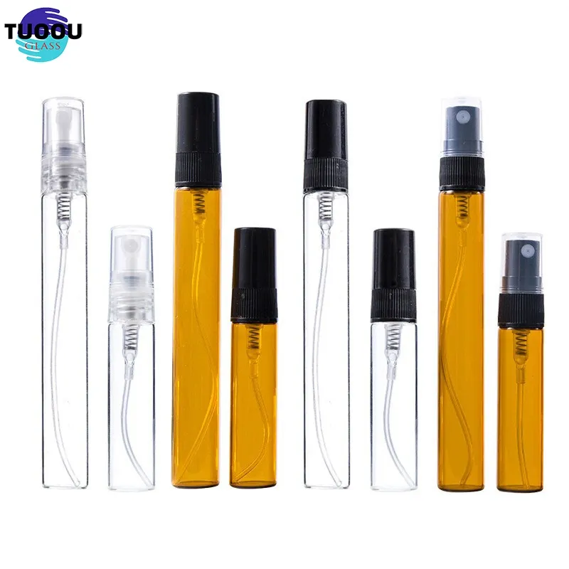 Flacon pulvérisateur en verre ambré transparent pour échantillon de parfum, 2ml, 3ml, 5ml, 10ml