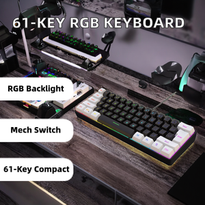 Hot Selling Portable 61 <strong>Key</strong> RGB LED Backlit Type-C Interface USB English PC Compatible Mechanical Gaming <strong>Keyboard</strong> - Product Image 2