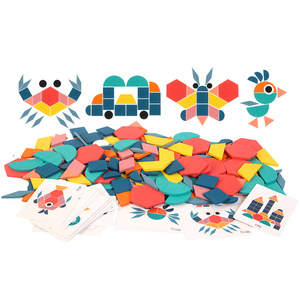 Montessori 155 Pcs Tangram Puzzle Board Wooden Geometric Animal English Educational Toys Puzzle <strong>Pattern</strong> <strong>Block</strong> <strong>Building</strong> <strong>Blocks</strong> - Product Image 5