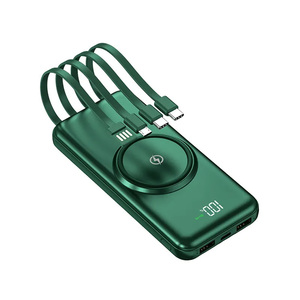 <span class=keywords><strong>5</strong></span> ב-1 כבל מובנה 10000 mAh קיבולת טעינה אלחוטית מטען נייד אור סוללה תחנת כוח קטנה