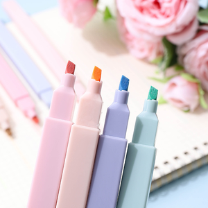 X1028-2 toptan özel Logo floresan Macaroon Pastel renk vurgulayıcı dikdörtgen işaretleyici kalem çocuklar için promosyon - Product Image 4