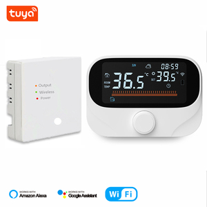 Белый сенсорный ЖК-экран RF беспроводной Tuya WiFi еженедельная программа 0,5 градусов точность газовый котел термостат с приемником - Product Image 1