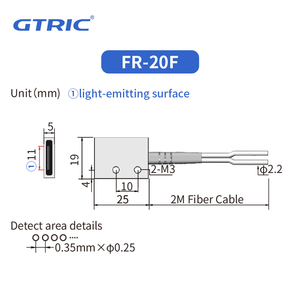 GTRIC小型アレイタイプ光ファイバー近接センサー20mm存在検出フラット拡散光ファイバーアンプセンサー - Product Image 3
