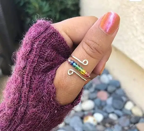 DAIHE nuove perle colorate anello di filatura regolabile ansia anello per le donne