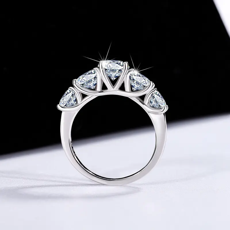 5 돌 3.6CT D 컬러 moissanite 반지 S925 스털링 실버 하이 퀄리티 절묘한 보석 도매