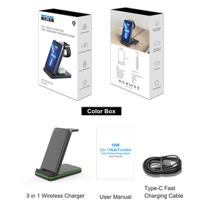 Schnell ladung Benutzer definierter Sensor 3 in 1 Licht 15W QI Schnell ladegerät Drahtloses Ladegerät für iPhone Android - Product Image 5