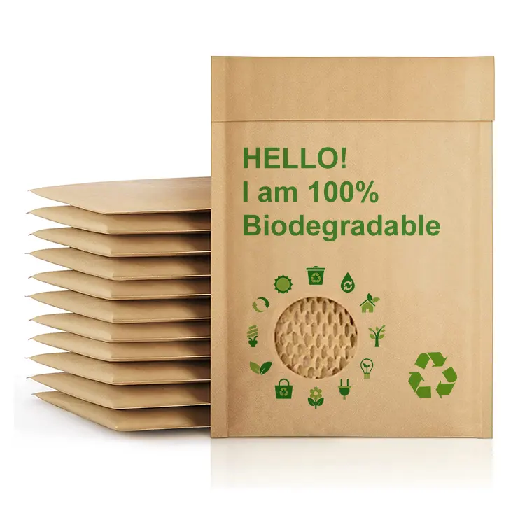 Sobre de bolsa de papel ZGCX, envoltura personalizada, Sobres de papel Kraft acolchados biodegradables, bolsas de correo, envío de papel de nido de abeja