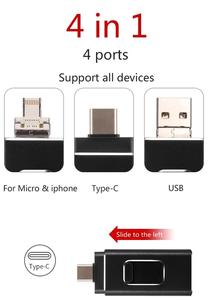 มัลติฟังก์ชั่น4 In 1แฟลชไดรฟ์ USB,32GB 64GB 128GB OTG ไมโคร USB เพนไดรฟ์ Type C สำหรับ Iphone/ipad/pc/android พร้อมโลโก้ - Product Image 4