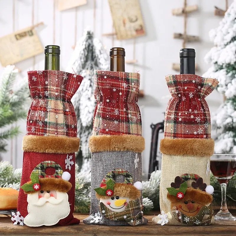 Housse de bouteille de vin, pour décoration de Table de dîner de noël, vente en gros,