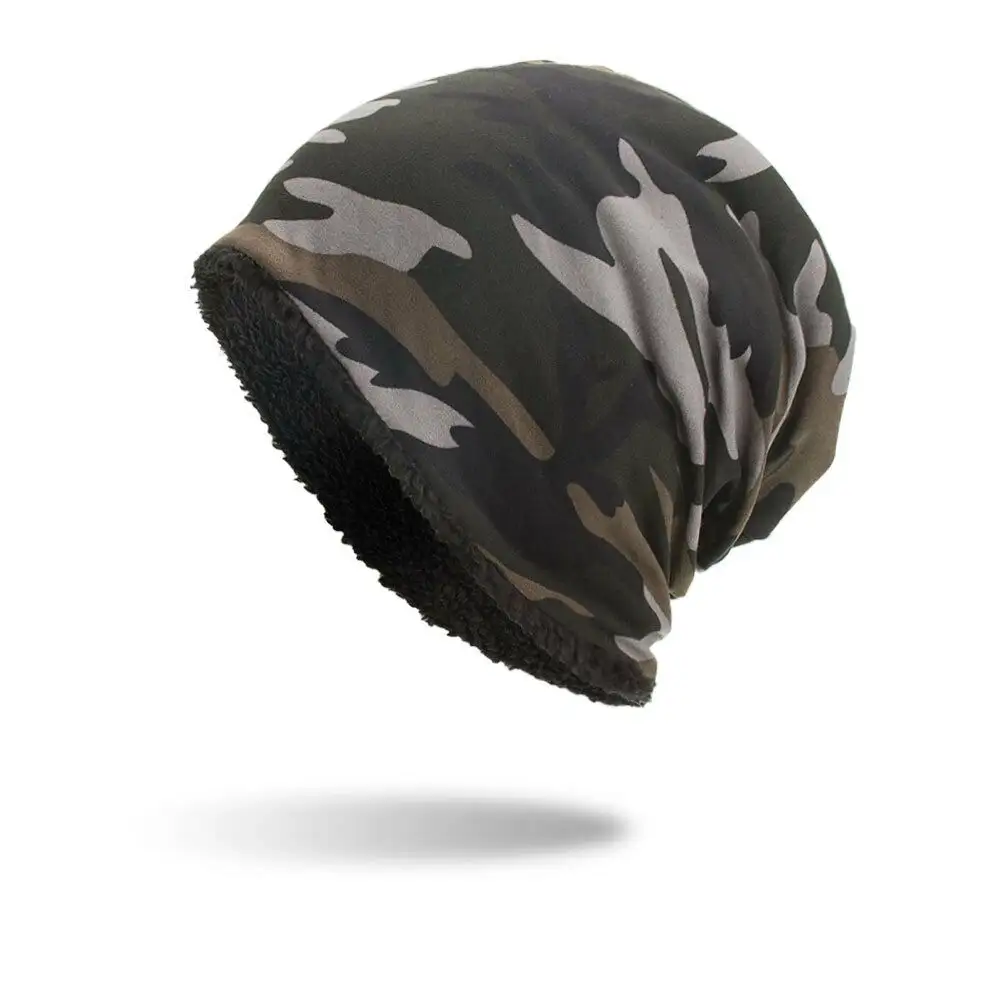 Premium Cotton Camouflage cap heavy fur inside warm soft head wrap fashion man cap man's winter cap