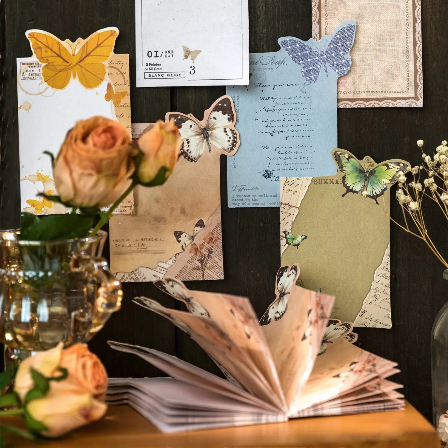 50 fogli/confezione di taccuino stampa a farfalla serie a tema farfalla manuale decorazione fai da te