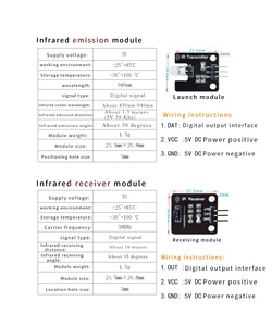 Módulo transmisor infrarrojo IR Ir Digital 38kHz Módulo sensor receptor infrarrojo Bloque de construcción electrónico