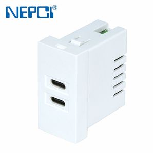 NEPCI工厂5V2.1A 45X22.5毫米双端口USB C插座XJY-USB-A61-C/C - Product Image 1