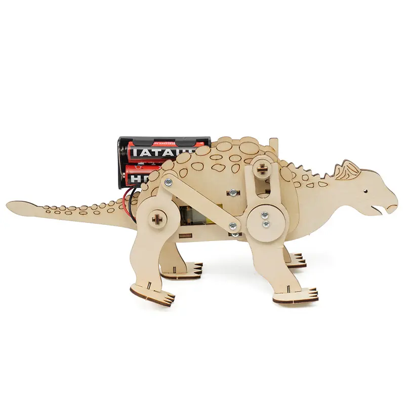 Estudiante de madera ensamblado mecánico Ankylosaurus modelo pequeña producción STEM educación DIY dinosaurio eléctrico 3D rompecabezas de madera