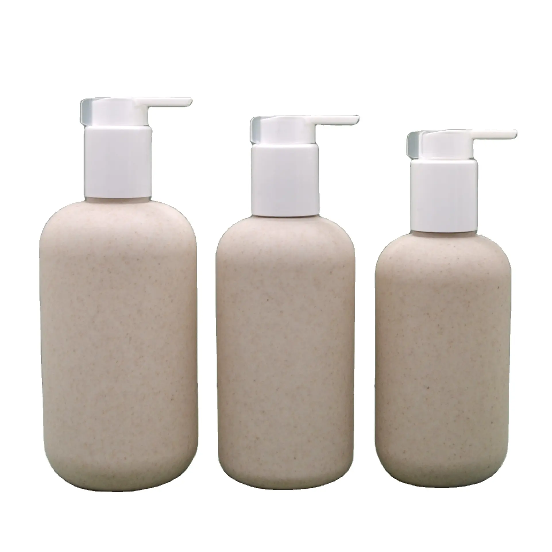 Cosméticos Embalagem 250ml 300ml 400ml Trigo Palha Biodegradável Shampoo Pe Plástico Bomba Garrafa Com Dispenser Loção