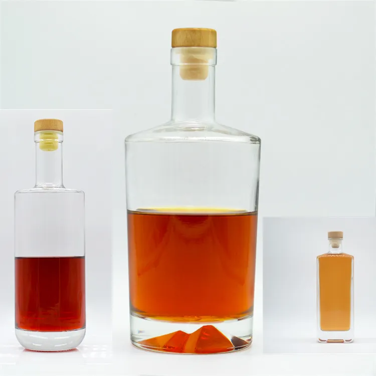 Verschillende Ontwerp Wodka Gin Brandy Whisky Glazen Flessen 500Ml 700Ml 750Ml Alcoholische Drank Glazen Fles Met Kurk