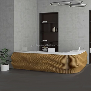 Bàn tiếp tân bằng gỗ nguyên khối, bàn tiếp tân đặt hàng riêng, bàn tiếp tân nhà máy, bàn tiếp tân hội trường triển lãm, bàn thu ngân khách sạn - Product Image 2