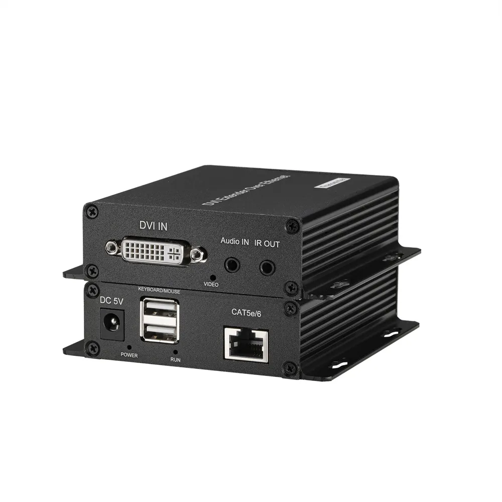 1080P DVI Extender ทะลุสายอีเธอร์เน็ต Cat5e/Cat6/Cat7 พร้อมเสียงได้สูงสุด 328 ฟุต DVI เป็น RJ45 Extender
