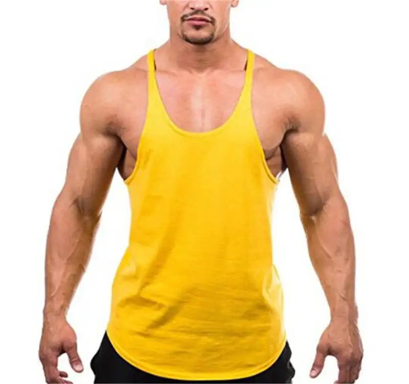 Verano nueva llegada Color puro algodón culturismo Stringer gimnasio camisetas sin mangas hombres gimnasio Fitness chaleco camiseta sin mangas