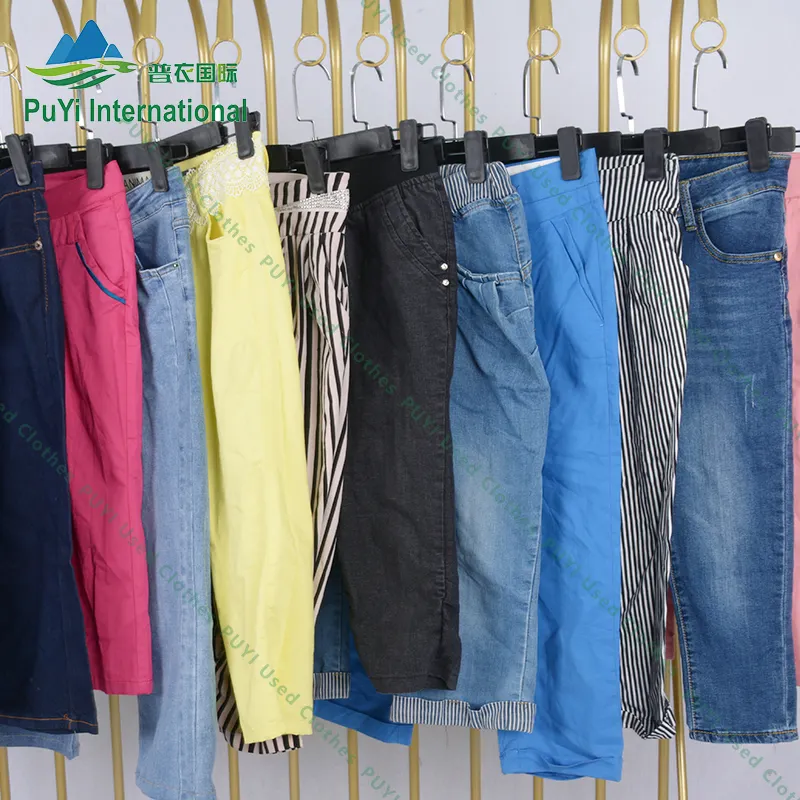 Pantalones deportivos recortados de tres cuartos para mujer, ropa de segunda mano importada de bal, Japón