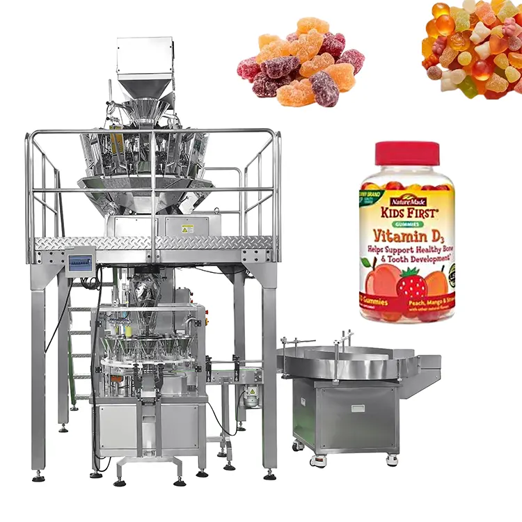 Machine de remplissage de bonbons aux vitamines gommeuses entièrement automatique Machine de capsulage de classement de bocaux de bouteilles