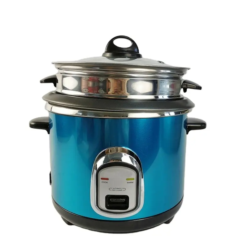 Синяя антипригарная рисоварка с пароваркой, автоматическое сохранение тепла