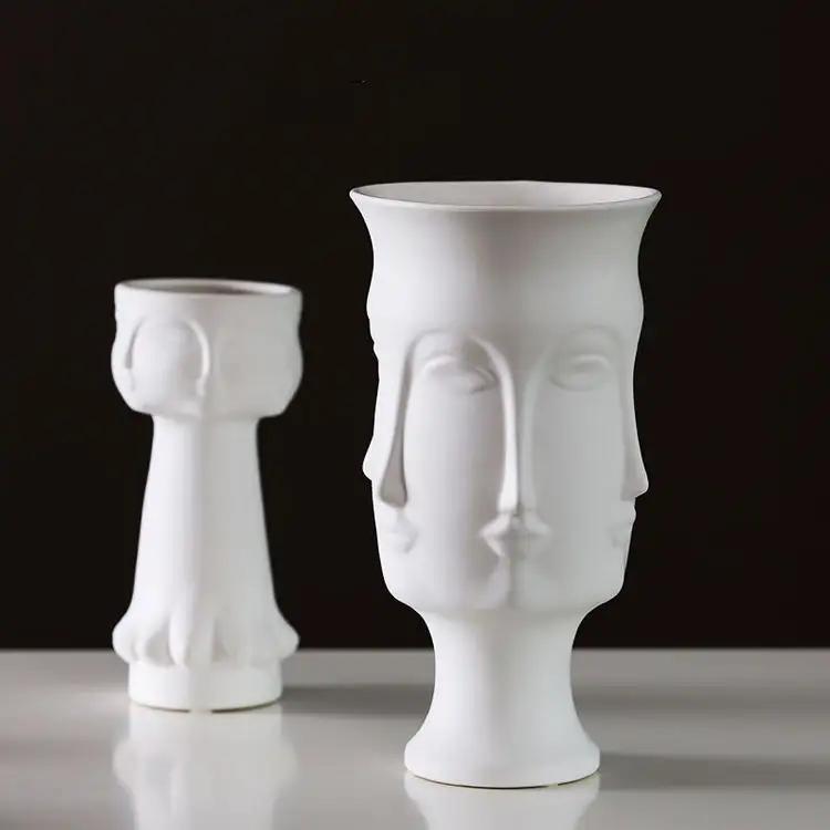 Faccia Vaso di 2021 Ultima Bianco Unico Visage Vaso di Vendita Calda Creativo Moderno Nordic Ceramica 6 Facce Vasi Per La Decorazione Domestica