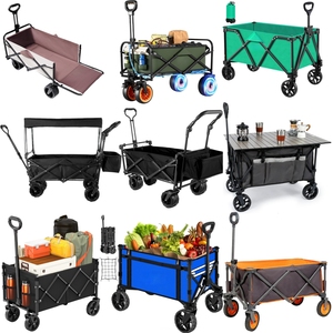 Pequeno Outdoor Four-Wheel Carrinho de Compras Plataforma Articulado Camping Carga Mesa Dolly Folding Beach Wagon Umbrella Mão Carregando