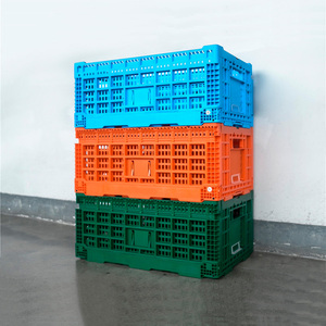 Caja plegable apilable de HDPE reciclable, caja móvil apilable, cestas apilables para frutas, verduras y mariscos - Product Image 6