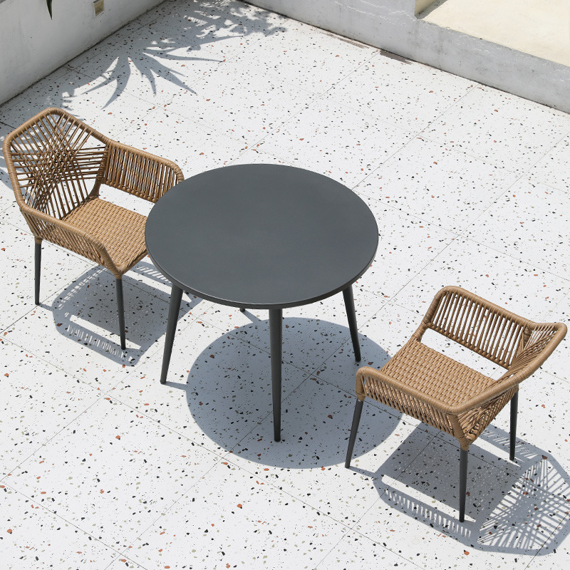 Chaise 2 pièces + table ronde tout aluminium 90 cm 1 pièce