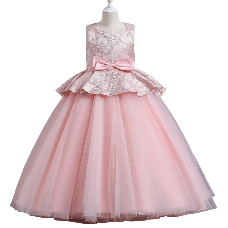 2023 Girl Children Wedding Dress Blue First Communion Formal long Lace Princess Prom Dress