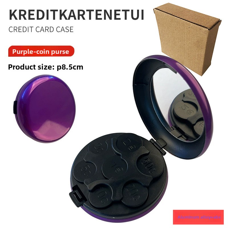 Emballage boîte en cuir violet pour pièces de monnaie, 8,5*8,5*3 cm