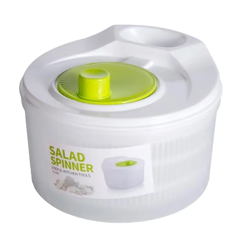 Kitchen salad spinner manual vegetable and salad dryer washer spinner spinning colander for Fruit & Vegetable