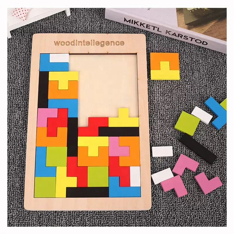Quebra-cabeças tangram inteligência madeira, brinquedo infantil de cérebro, jogo de matemática para educação