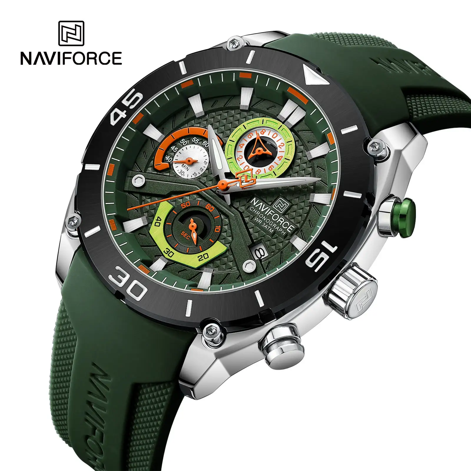 Naviforce NF8038 orologio al quarzo uomo guangzhou a basso costo cinturino in Silicone impermeabile cronografo basso moq orologio da polso da lavoro