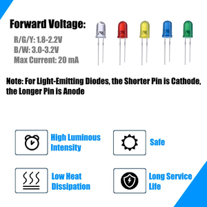 Aismartlinkカラフル5mm LEDライトダイオードLEDサーキットアソートキット科学プロジェクト実験用 - Product Image 3