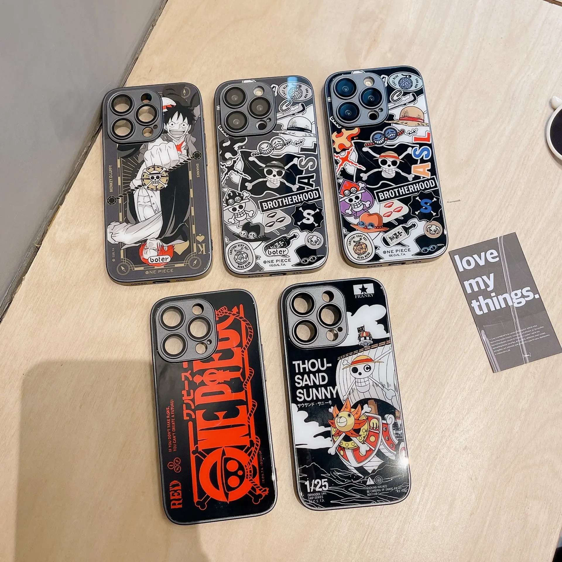 Fall proof "One Piece" comic theme TPU phone case for iphone 11 12 13 14 15 plus/pro/pro max with lens film