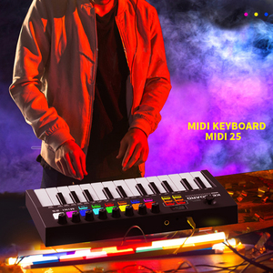 Piano de música portátil, sintetizador Midi, 25 teclas, USB, órgano eléctrico, controlador de teclado MIDI, teclado controlador colorido - Product Image 3