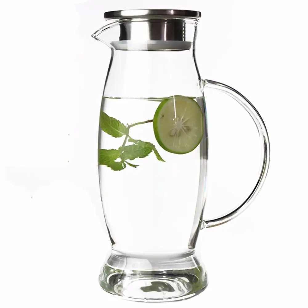 Groß-und Einzelhandel Wasserglas Glas Wasser karaffe Edelstahl deckel Kühlwasser glas für die Küche