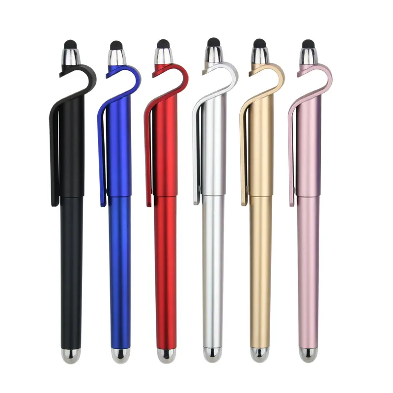 Оптовая продажа, индивидуальное предложение, недорогой держатель для мобильного телефона, металлический цветной пластиковый стилус, шариковая ручка для офиса