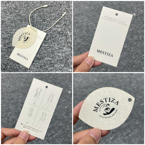 Ropa de alta calidad, etiqueta oscilante de forma irregular, logotipo grabado, etiqueta de tela de lona, etiqueta colgante de ropa impresa personalizada con cuerda - Product Image 6