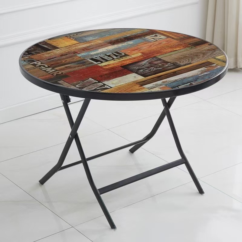 Round table, checkered floor
