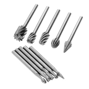 10pcs 1/8 HSS Dremel <strong>Carbide</strong> Rotary Burrs Tools <strong>Solid</strong> <strong>Wood</strong> Stone Metal Root Carving Milling Cutter Routing Router <strong>Drill</strong> Bits Set
