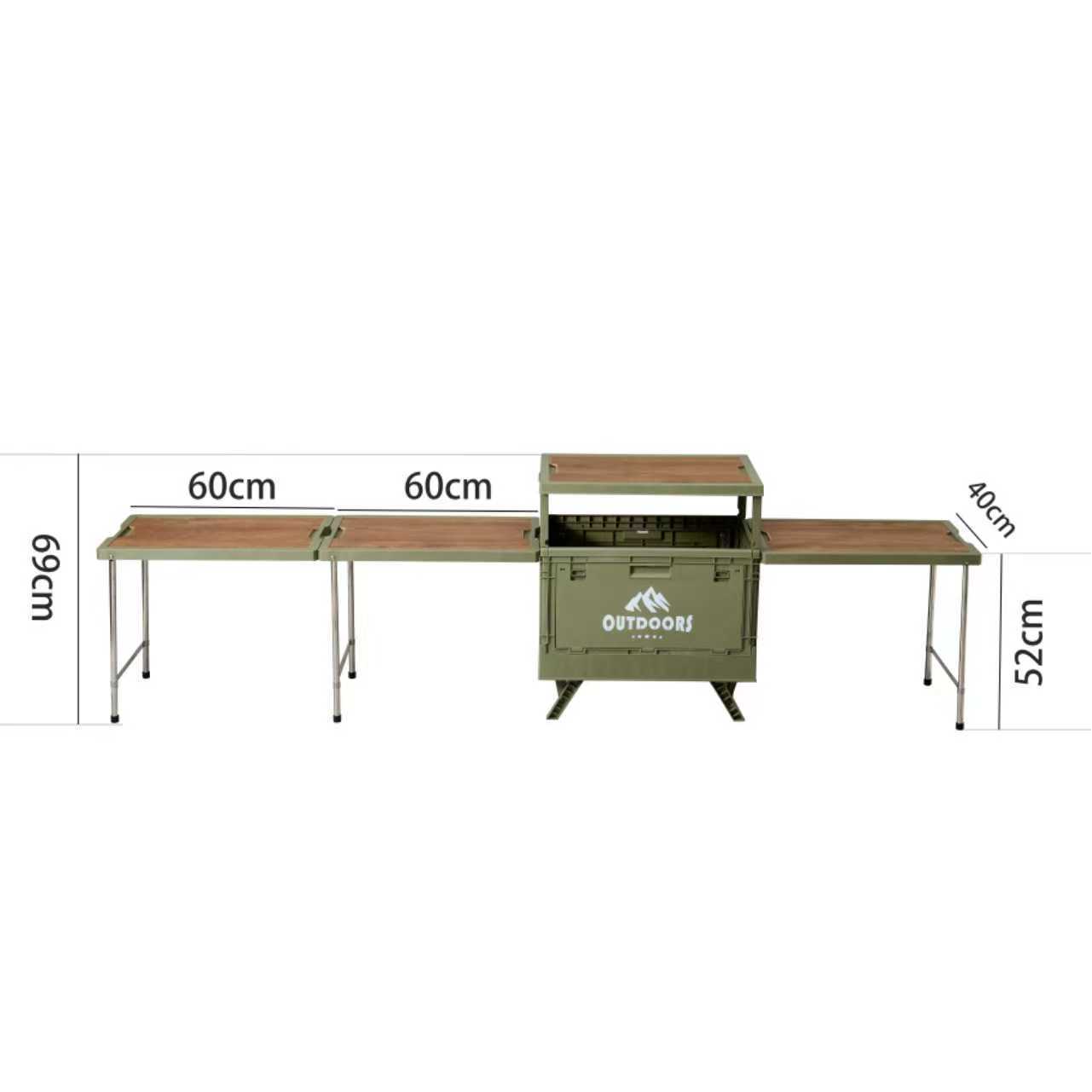 Outdoor storage box with 3 tables - Green