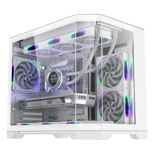 Yüksek kalite özel Logo MATX masaüstü oyun bilgisayarı durumda üç taraflı cam paneller ile yeni tasarım MicroATX PC durumda stokta - Product Image 1