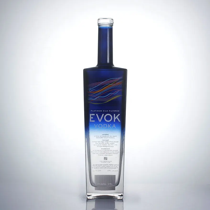 OEM de pulverización de impresión de logotipo 75cl 1L 1000ml 700ml cónico licor Ron gin, tequila vodka vacías de alcohol de vidrio de botella de 750ml