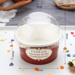 卸売3オンス5オンス8オンス使い捨て紙カップアイスクリーム冷凍ヨーグルトカップふたとスプーン付き