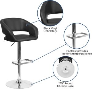 Đồ nội thất hiện đại thanh phân thoải mái phong cách tròn trung tâm tựa lưng có thể điều chỉnh màu đen Vinyl Chrome - Product Image 4